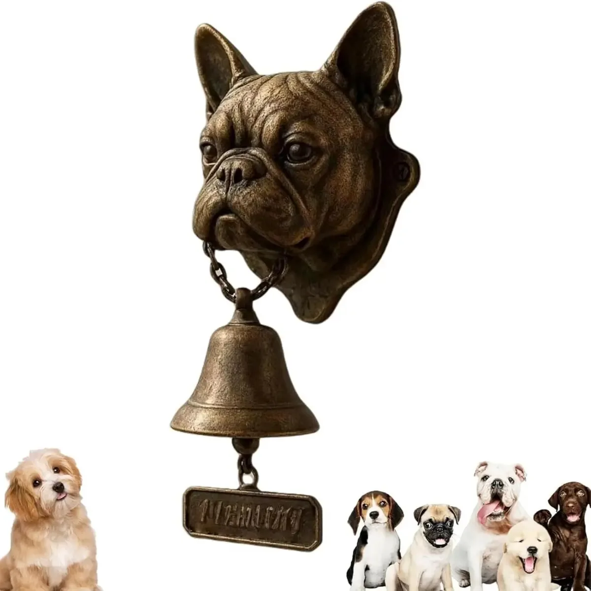 Campainhas 2025, campainhas de boas-vindas com motivos de cães, cor: buldogue francês