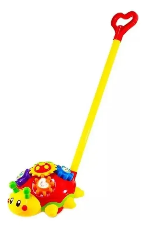 Brinquedo De Empurrar Joaninha Com Sino Formas Geométricas