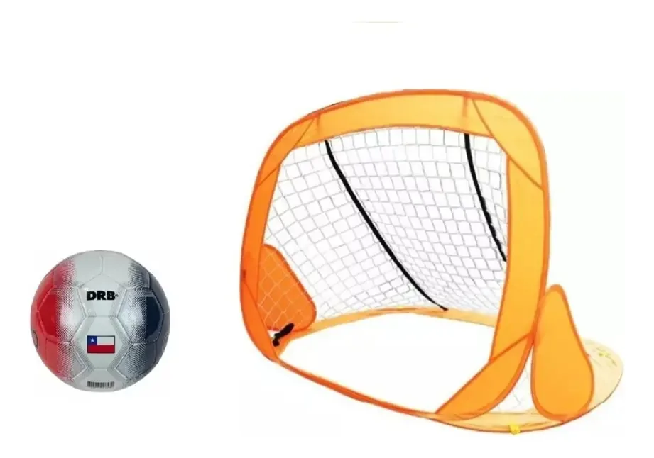 Bola de futebol Dbr Chile 5 + arco de futebol dobrável 120x90 cm cor laranja