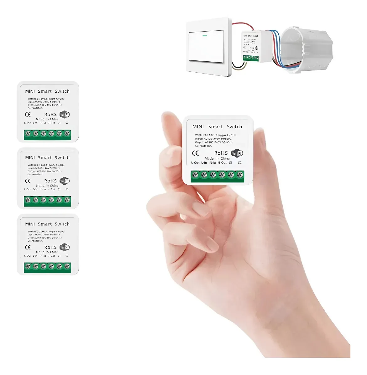 B 5 Mini Interruptores Wi-fi Inteligentes Para Automação Qqe Cor Shown
