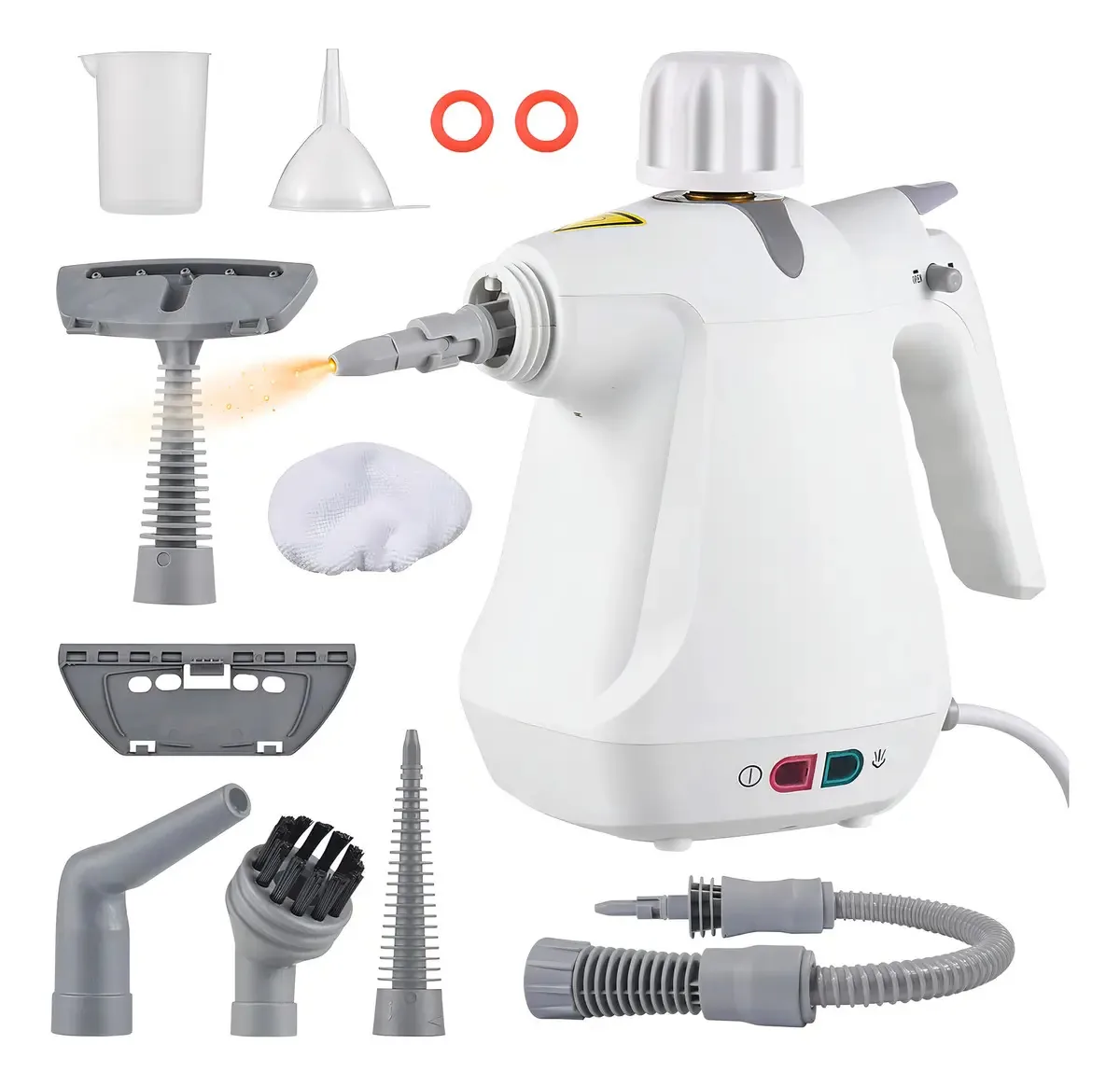 Vaporizador Higienizador Portátil 1000W Limpeza a Vapor 3min Rápido com 10 Acessórios 250ml IPX4 Pressão 3.0Bar para Sofá e Banheiro