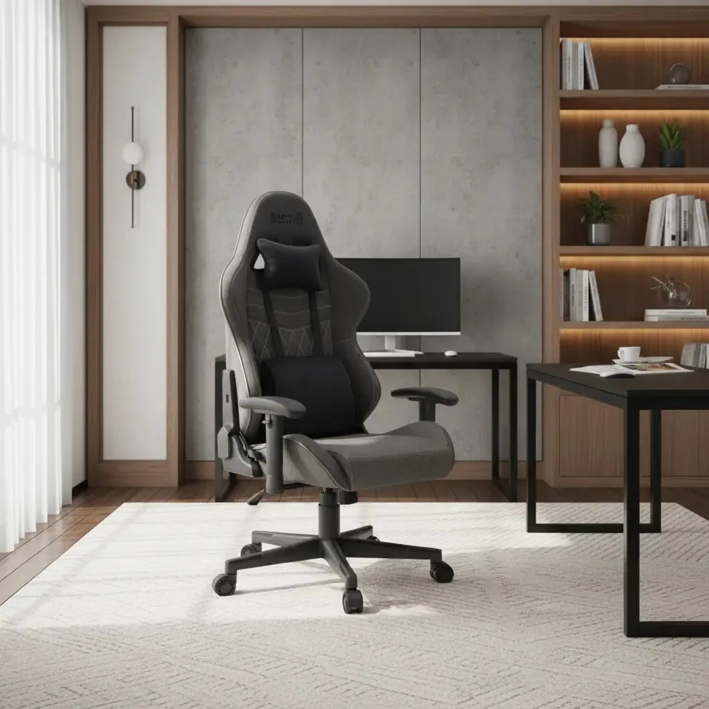 Cadeira de tecido preto Gamer Raptor R1