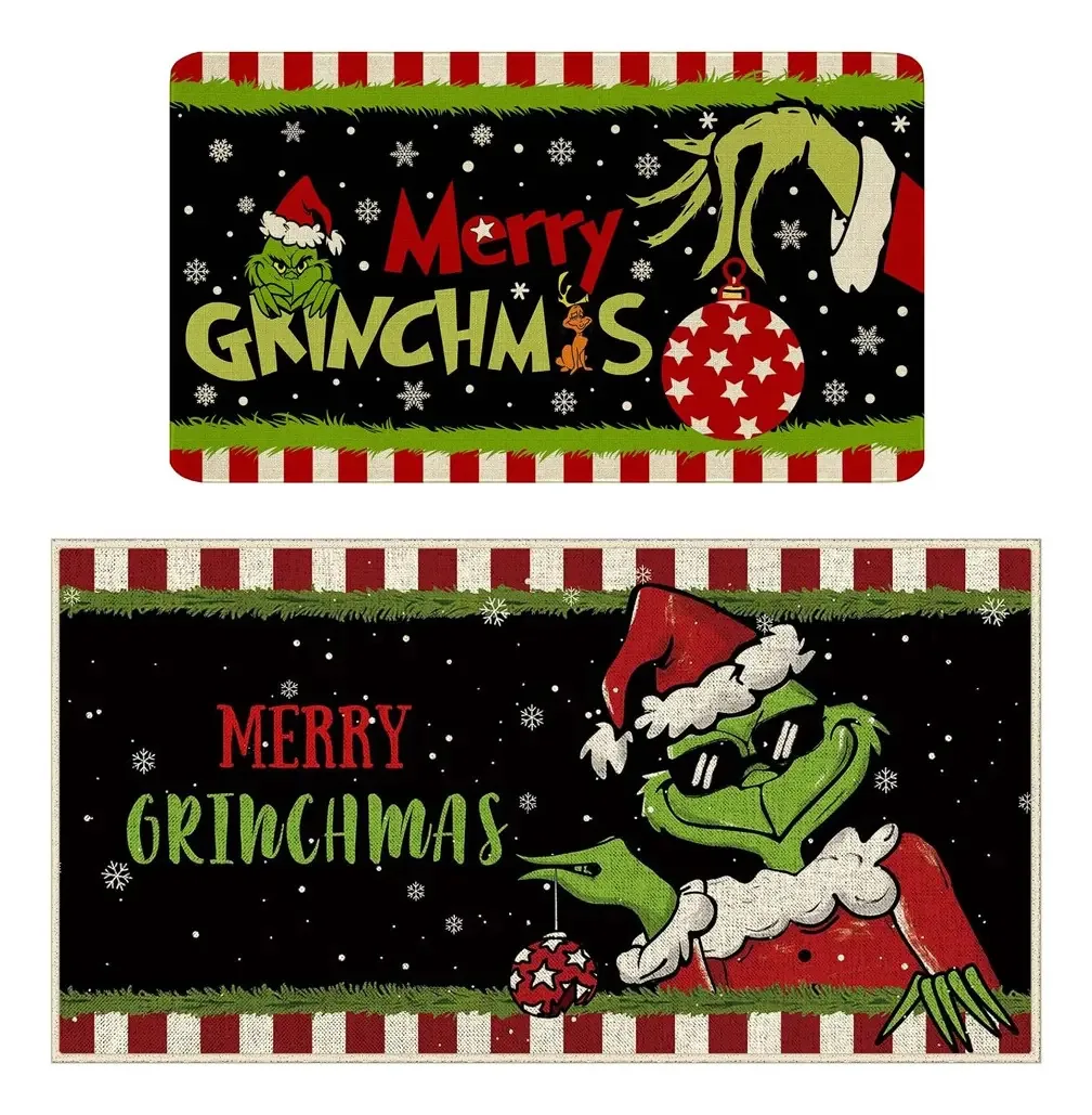 Tapetes de Natal Grinch, decoração antiderrapante de cozinha
