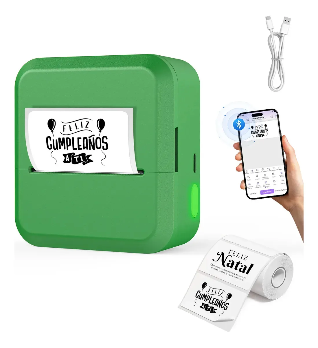 Impressora Térmica Portátil ABLEMARK M50 Bluetooth para Etiquetas com 203 DPI e Bateria
