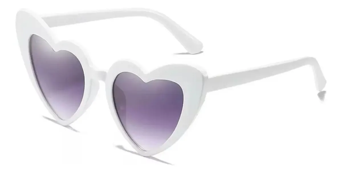 10 peças de óculos de sol de coração, acessórios de moda, lentes brancas para meninas e mulheres