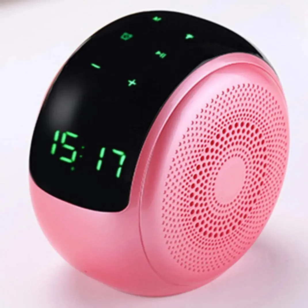 Silted Altavoz Bluetooth com Controle Tátil, Mini Relógio Mãos Livres Sem Fio Portátil, Tela Led Hd, Rádio Fm, Relógio Despertador, Rádio Digital Eletrônico, Vermelho (preto) (vermelho)