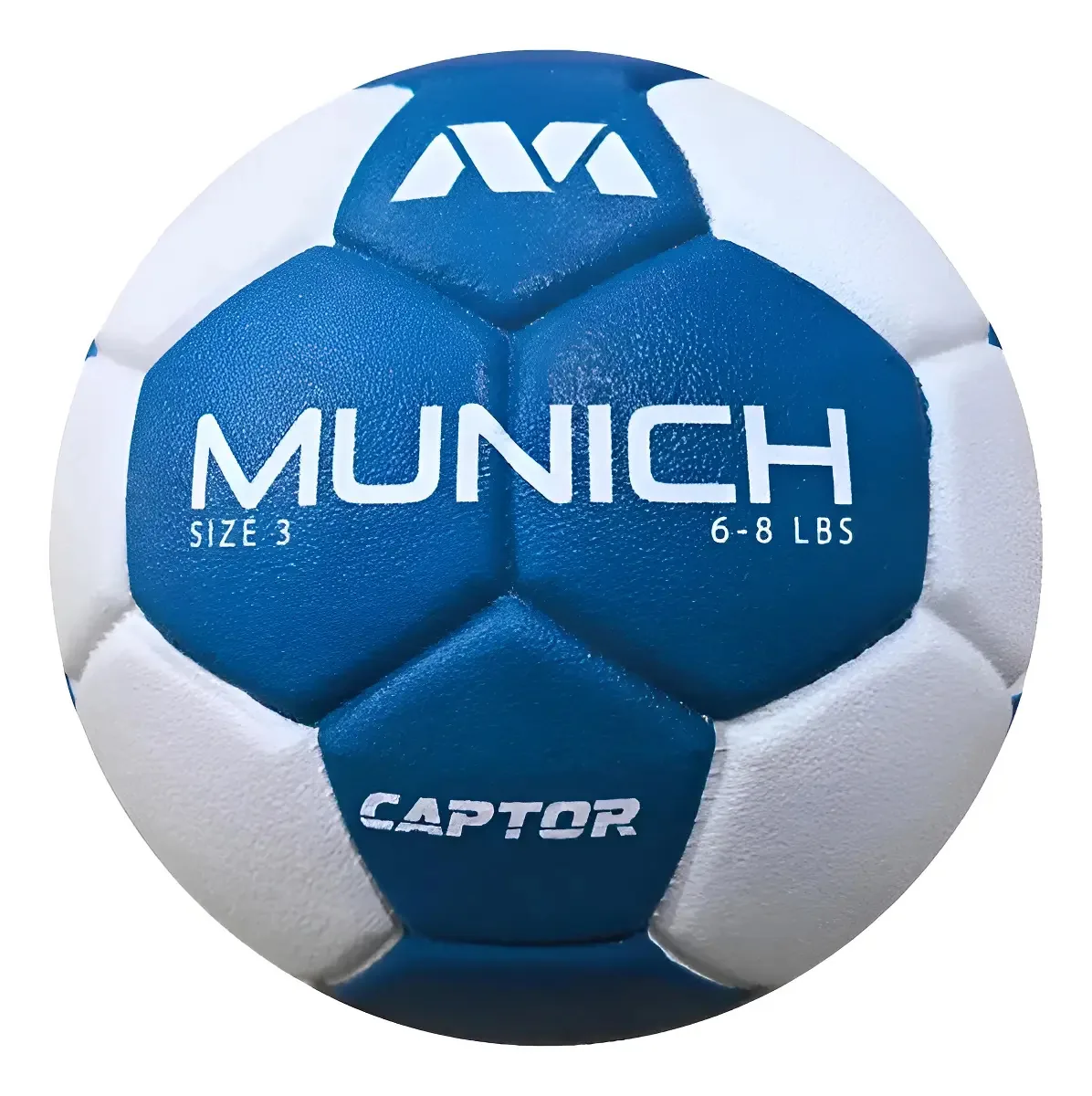 Bola de borracha de espuma de handebol Munich Captor, cor azul/branca, tamanho 1