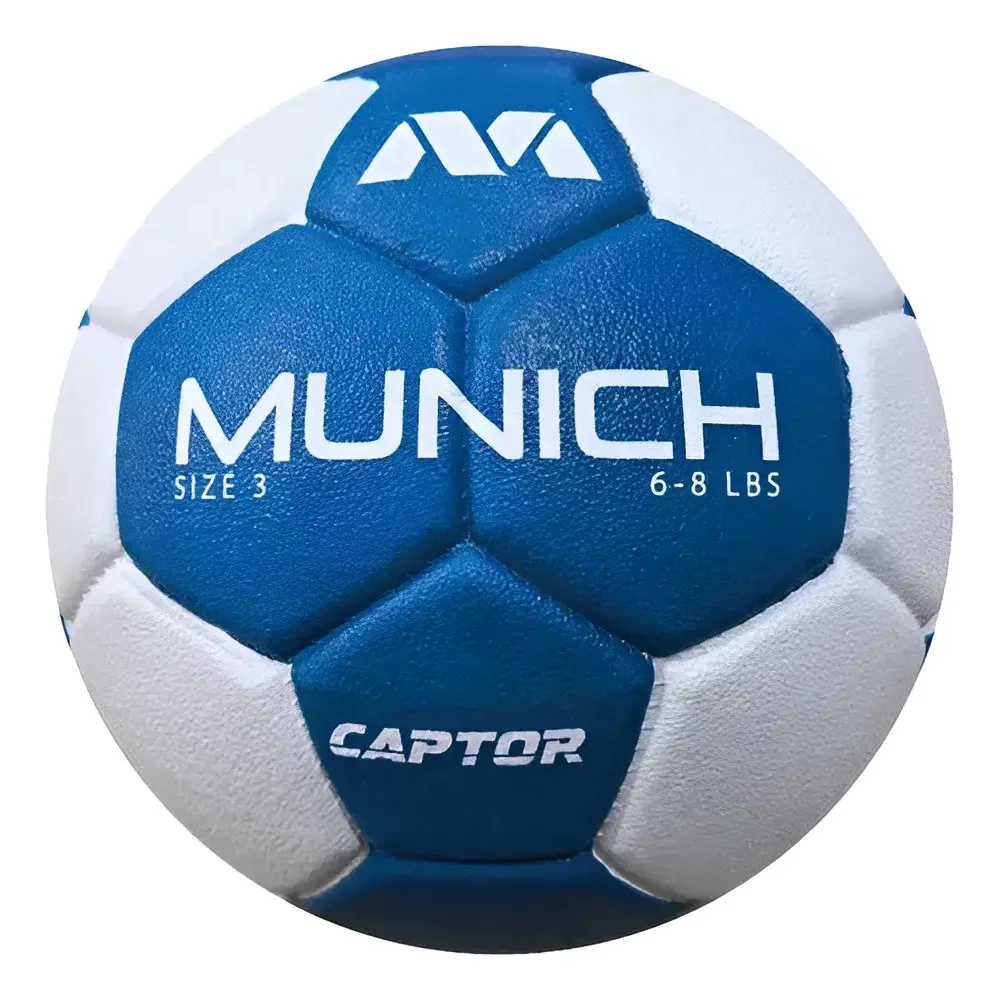 Bola de borracha de espuma de handebol Munich Captor, cor azul/branca, tamanho 3