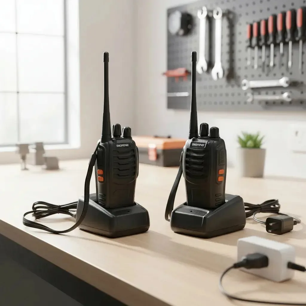 Rádio bidirecional recarregável de longo alcance Figoimport Walkie Talkies BF-888s, rádio portátil bidirecional, walkie-talkie viva-voz para adultos com lanterna, bateria Figo Store