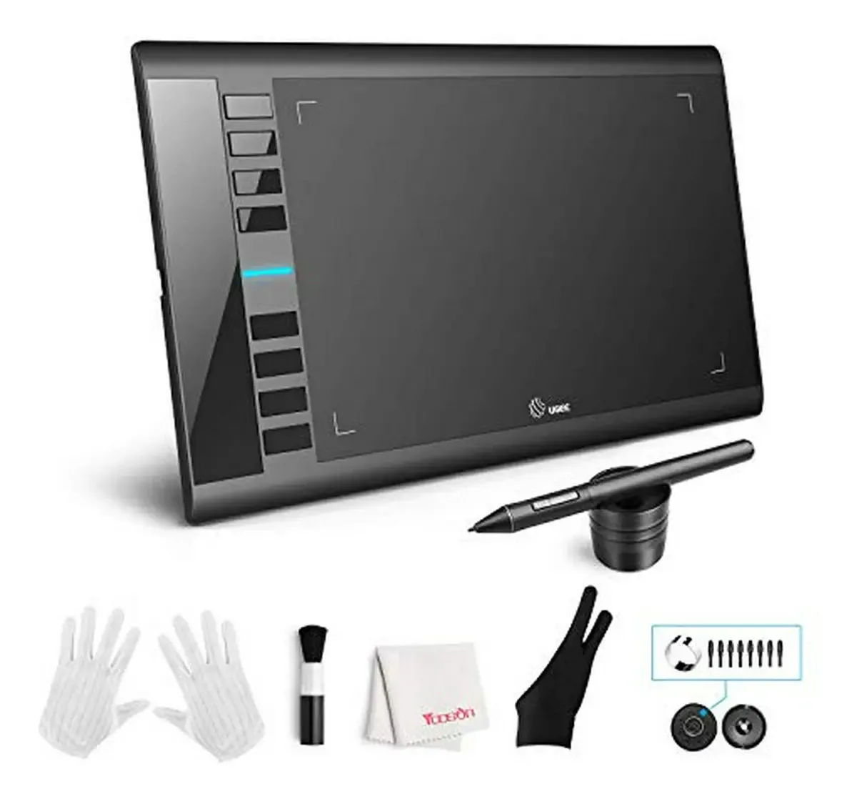 Tablet Gráfico Ugee M708 Com Caneta 8192 Níveis E 8 Atalhos Black