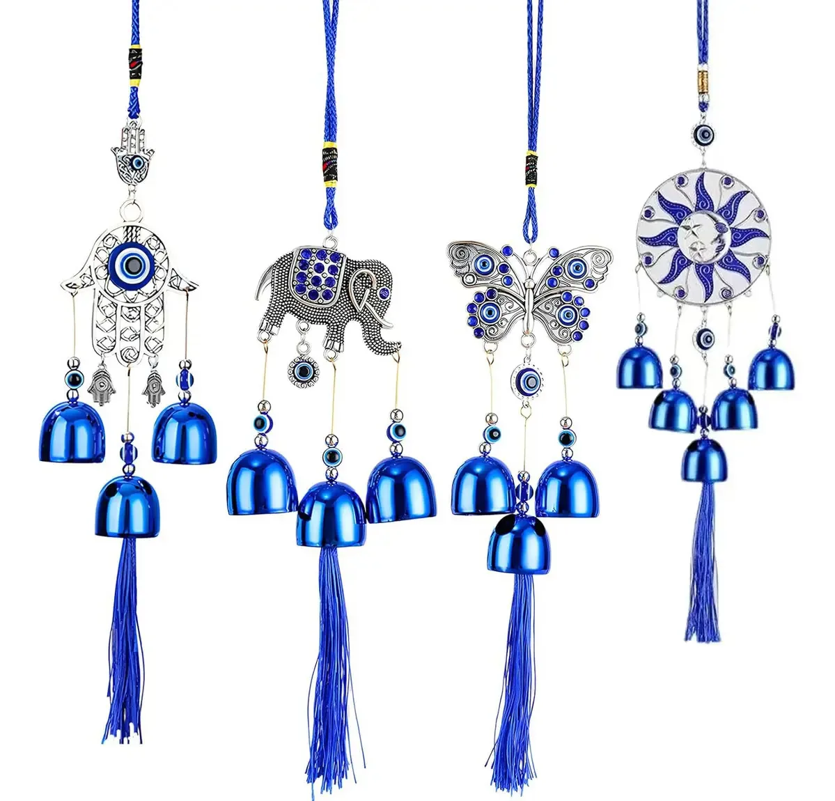 Devil's Eye Mobile Wind Chimes Blue, 4 unidades