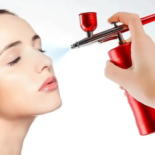 Kit Usb Recarregável Airbrush Compressor De Aerógrafo Preto Cor Vermelho