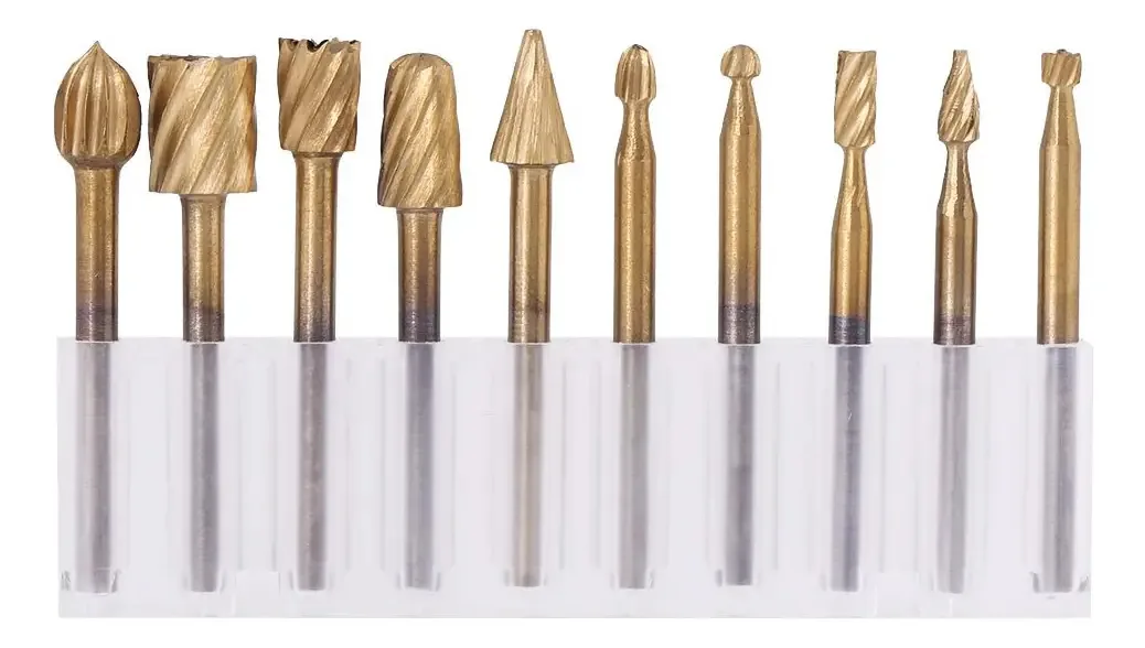 Conjunto de Brocas Rotativas para Madeira 10 Peças de Aço HSS
