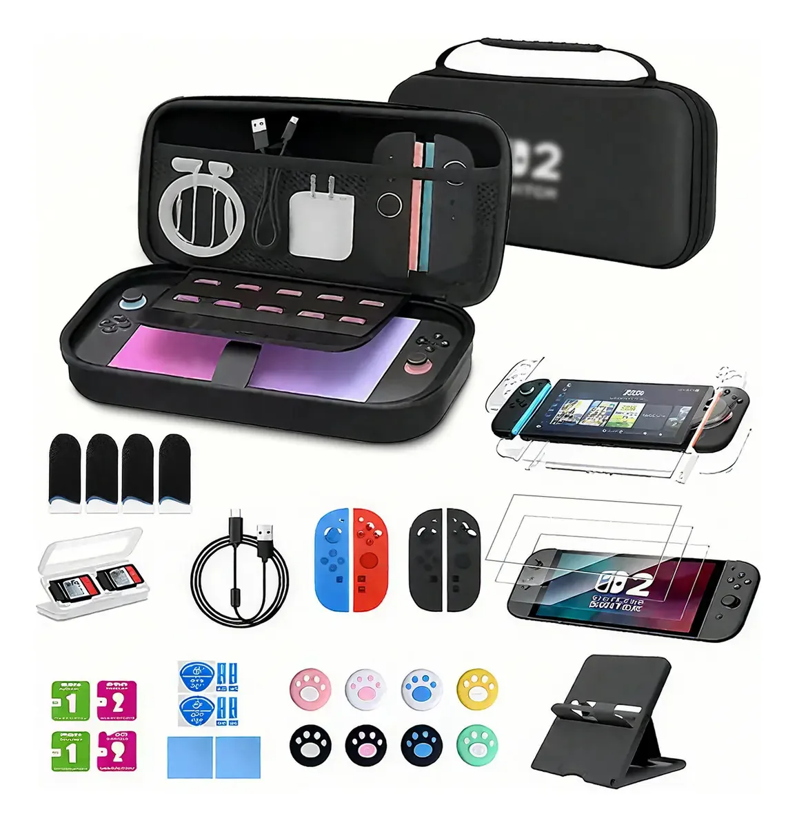 Kit de 28 acessórios, estojo para Nintendo Switch 2, acessórios para console, acessórios para Nintendo Switch 2, capa para Nintendo Switch, Switch 2 para Nintendo