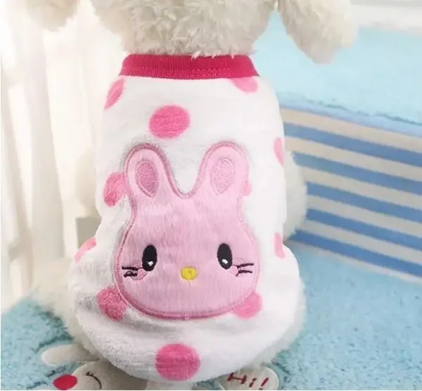 Colete rosa fofinho e quente para animais de estimação