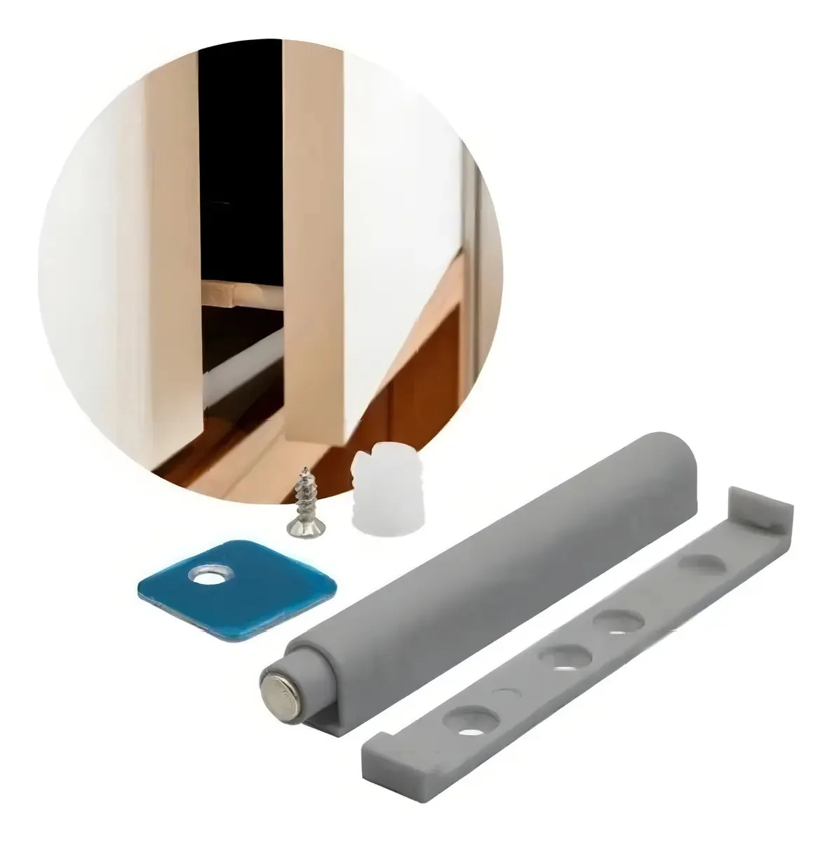 Kit 06 Fechos Toque Magnético/pulsador Para Armário Cinza