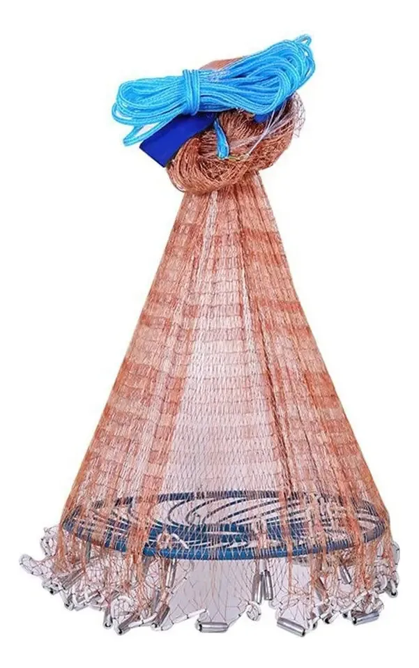 Redes de pesca Ziqidonglai, rede de pesca, acessórios de pesca portáteis puxados manualmente, ferramentas de pesca com malha de pesca (cor: marrom, tamanho: 4,2 x 2,1 m)