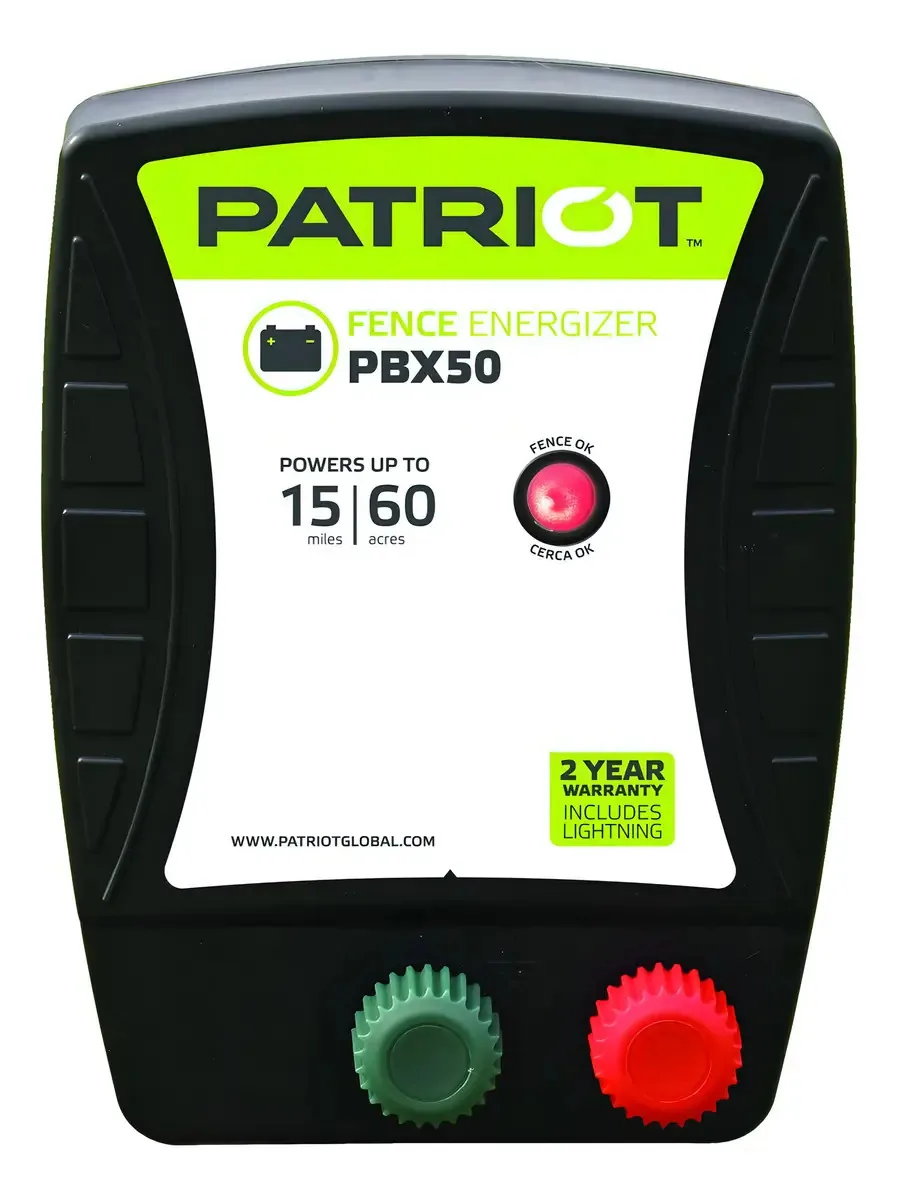 Energizador de Cerca Patriot PBX50 para Bateria, 0.5 J e 24.14 km