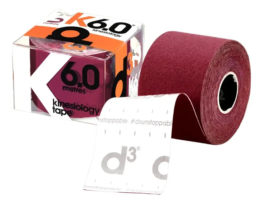 Fita cinesiológica K6.0 - Bandagem neuromuscular - Fita 3D colorida bordeaux