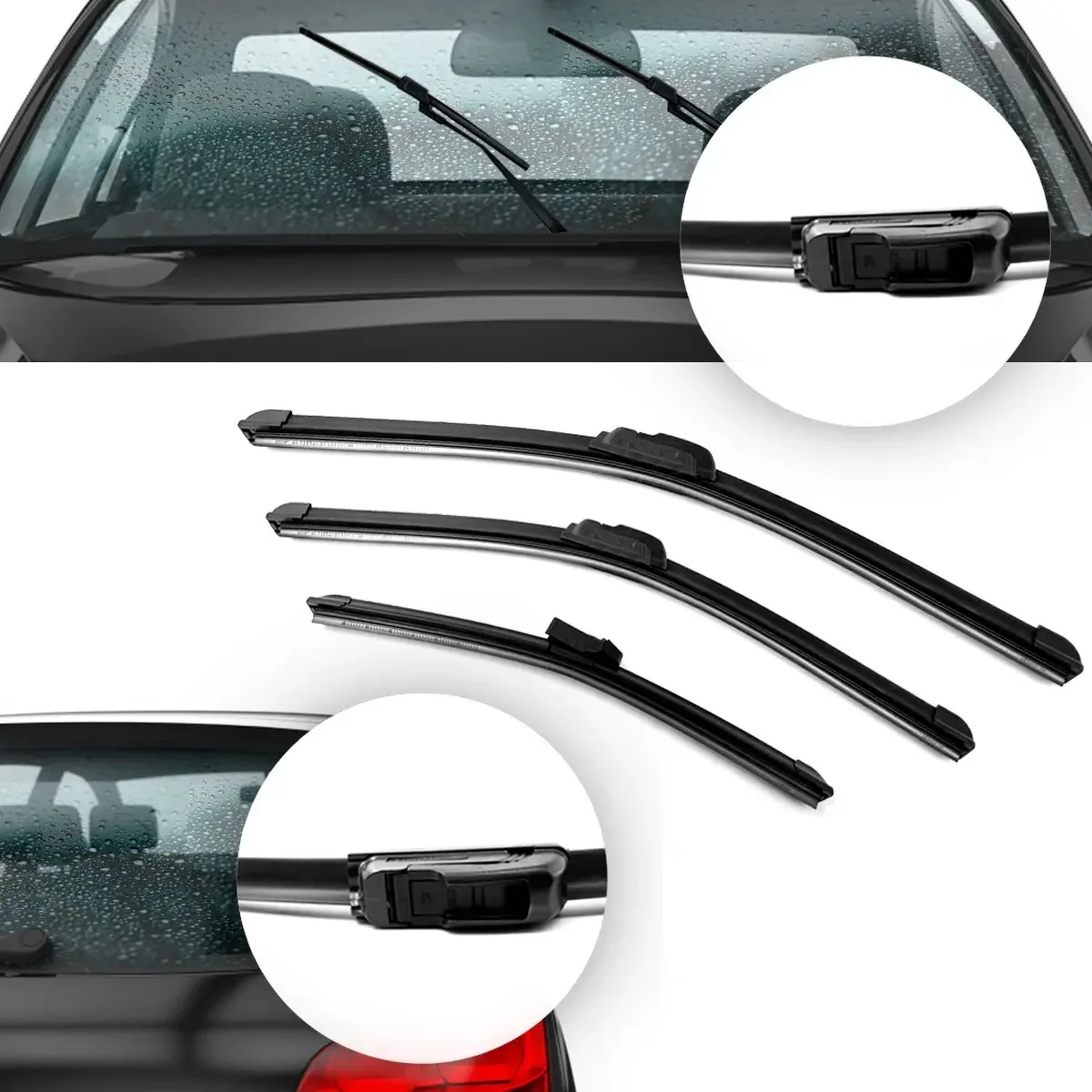 Kit Limpador Para-brisas Celta Dianteiro + Traseiro 2010/... Cor Preto
