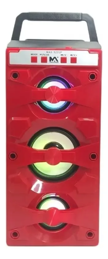 Caixa Som Recarregável Bluetooth Usb Cartão Sd Rádio Fm Cor Vermelho