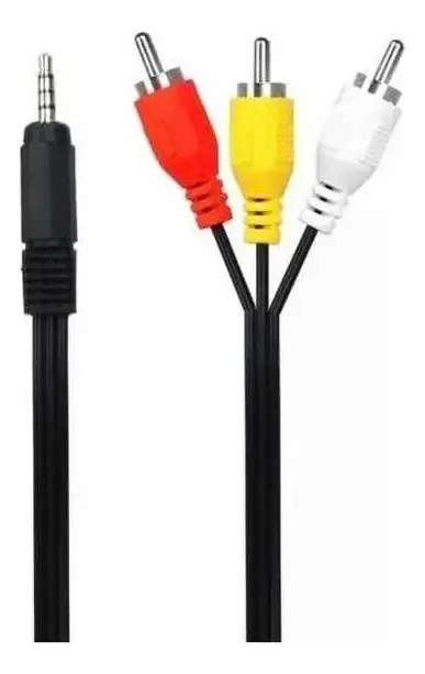 Cabo auxiliar para áudio e vídeo Rca 3x1 Aux de 3,5 mm e 1,5 metros