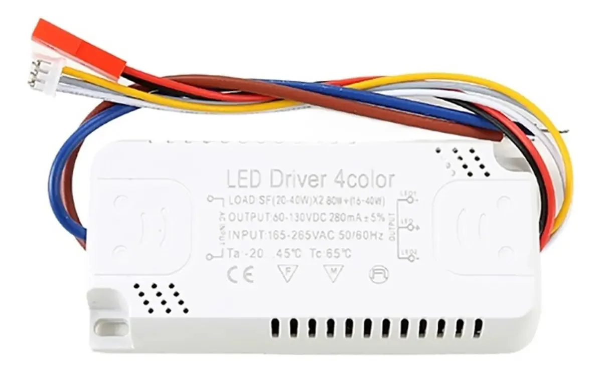 Corrente do driver LED Kdnhvrqy 220mA 20-40w/40-60w Fonte de alimentação de luz de teto 3 cores e 3 pinos AC175-265v Iluminação de saída dupla (cor: (20-40w) -3)