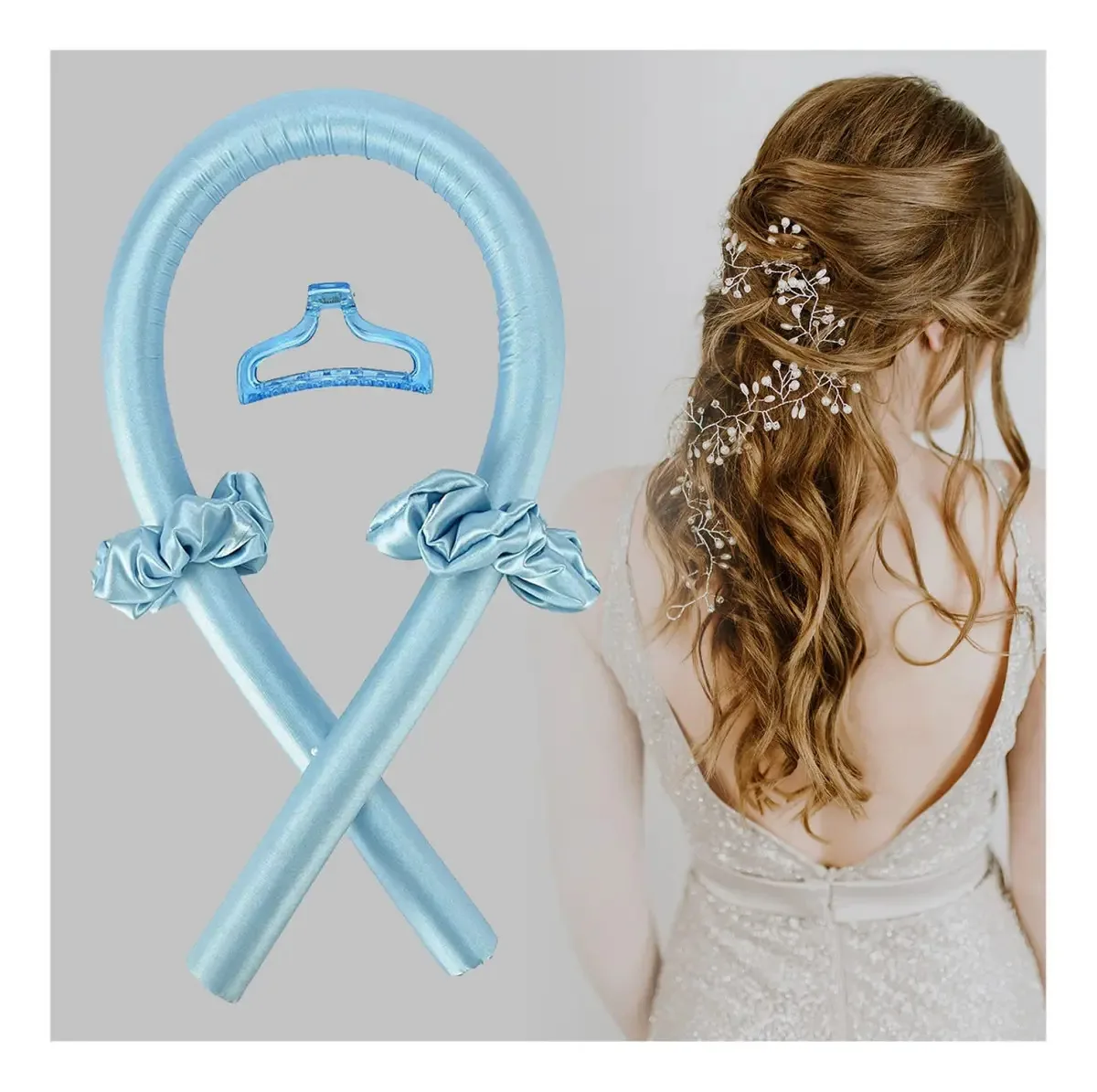 Brewix Modeladores Noturnos Para Cabelos Longos Varas Flexíveis Para Cabelos Naturais Com Sleep Styler Satins Modelador De Cabelo Sem Calor Para Dormir,faixa Azul