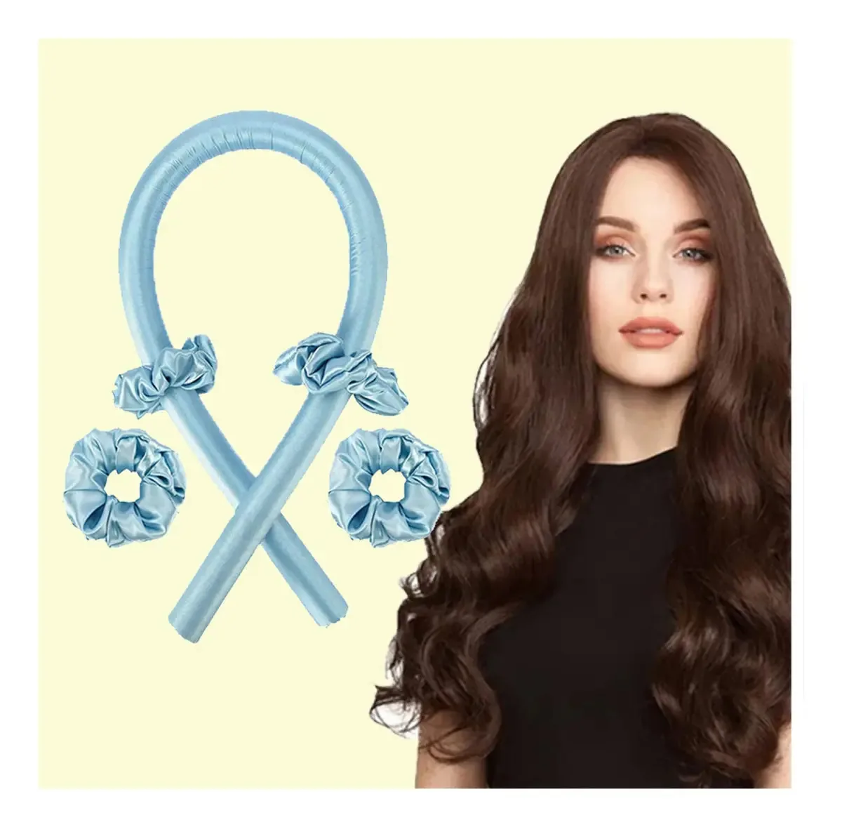 Conjunto de ondulação Brewix Heatless Ferramentas de modelagem DIY de cetim para cabelos naturais Os modeladores de cabelo sem calor para cabelos longos podem dormir em suas hastes de ondulação de...