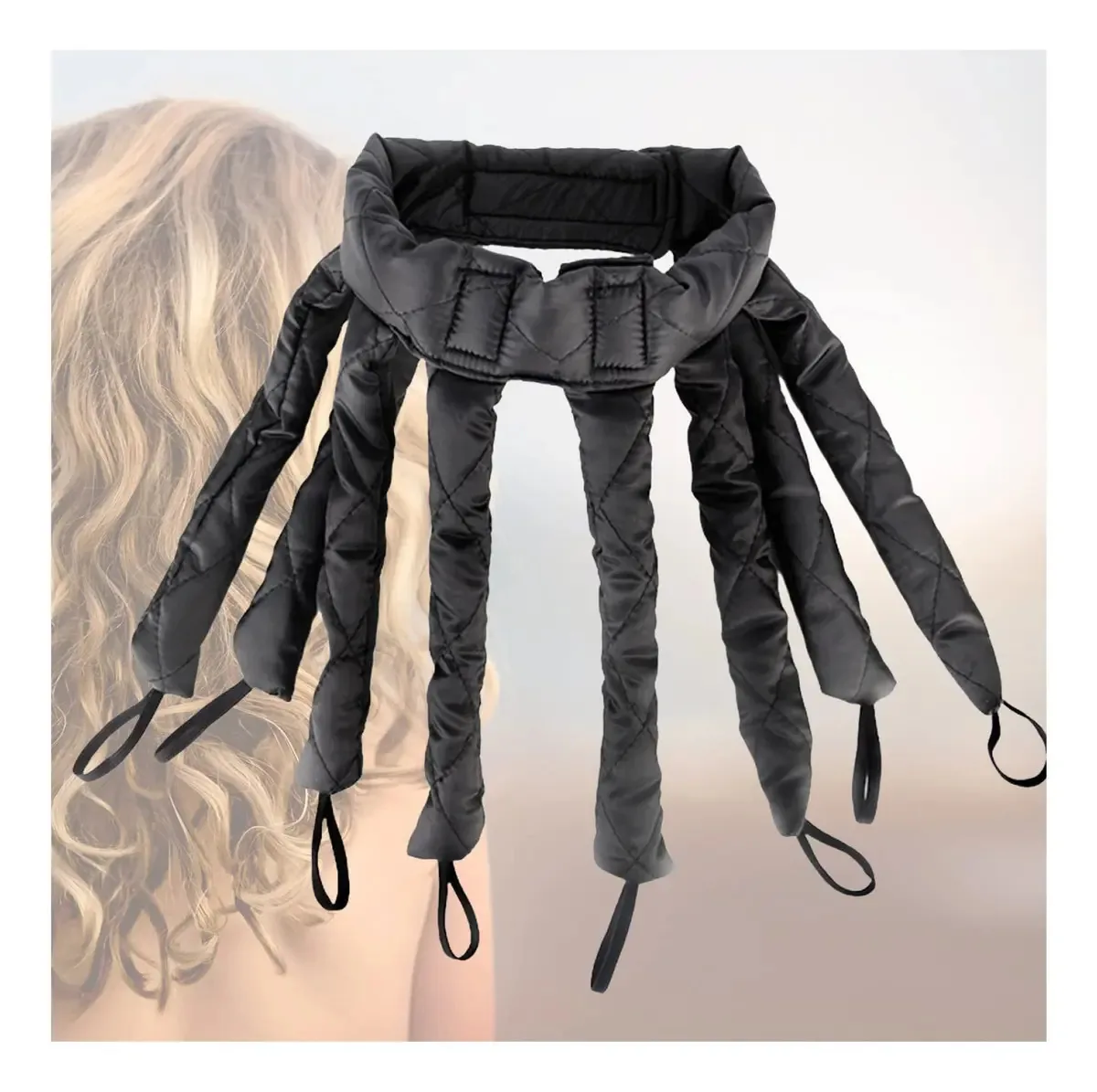 Ferramentas de Estilo Brewix Satin Extra Longas para Cabelo, Cetim Natural, Cabelo Médio, Suave Sem Calor, Modeladores de Cabelo para Toda a Noite, Tiara Preta