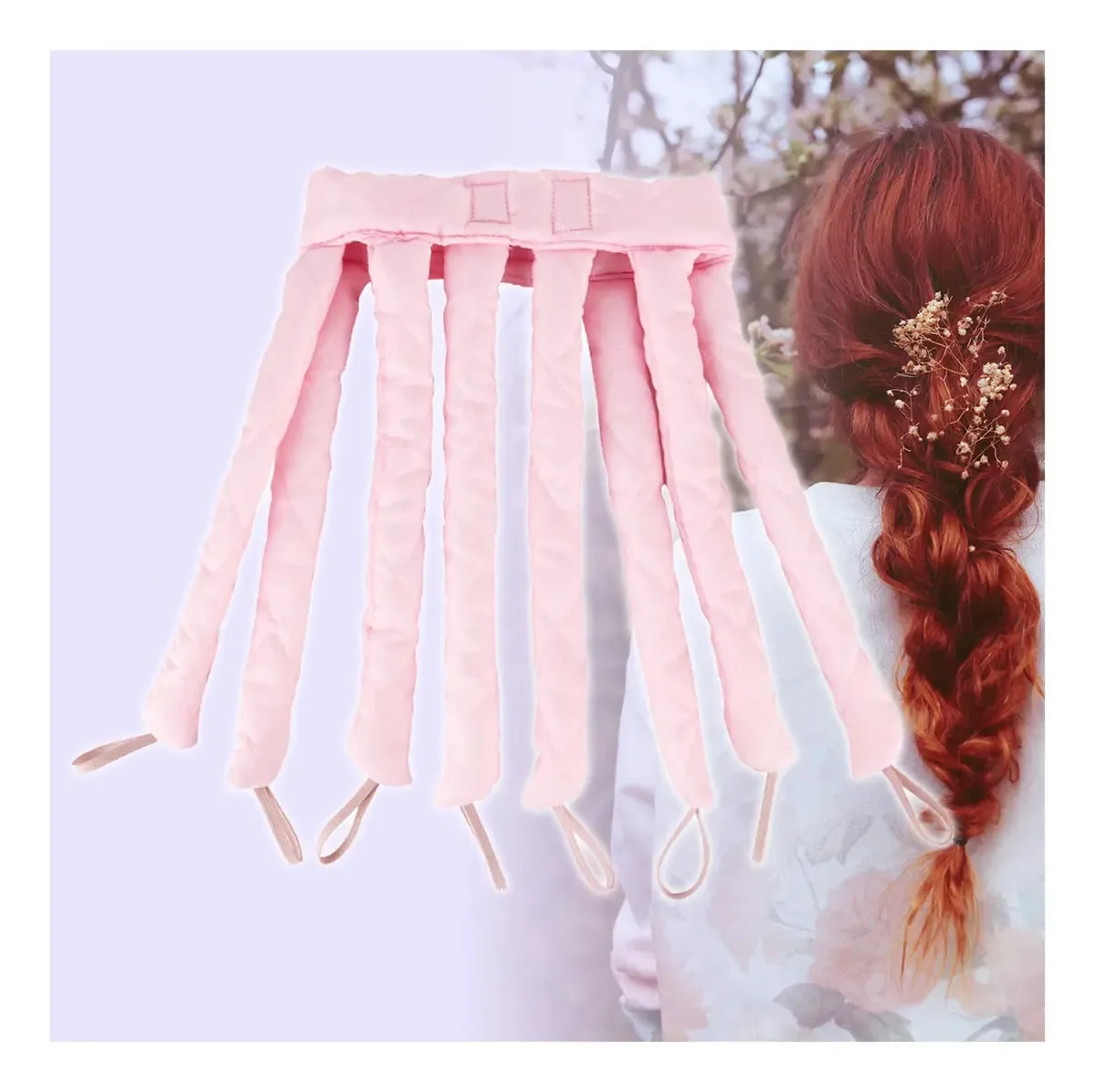 Brewix Modeladores Sem Calor Design Sem Calor Cachos de Seda Seda Modeladores Sem Calor Modelador de Cabelo Sem Calor Para Estilizar o Cabelo, tiara rosa
