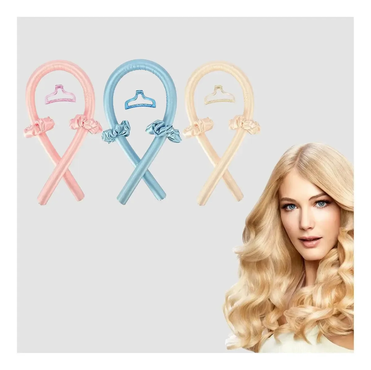 Modelador de cabelo Brewix Heatless, modeladores sem calor, modelador de cabelo comprido de cetim, modelador de cabelo sem calor para dormir, faixa de cabeça rosa