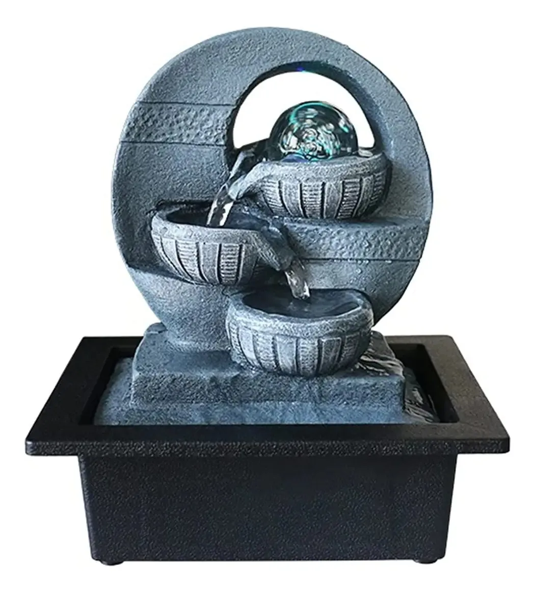 Fontes de mesa-tinteiro Decoração de sala de estar Cachoeira simples Fonte de água fluente de mesa Lucky Fengshui Crystal Ball Fortune Ornaments Fonte de mesa decorativa