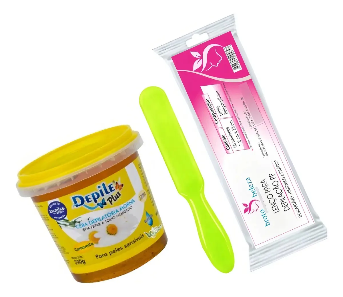Kit Depilação Íntima Cera 290g De Camomila + Tnt E Espátula