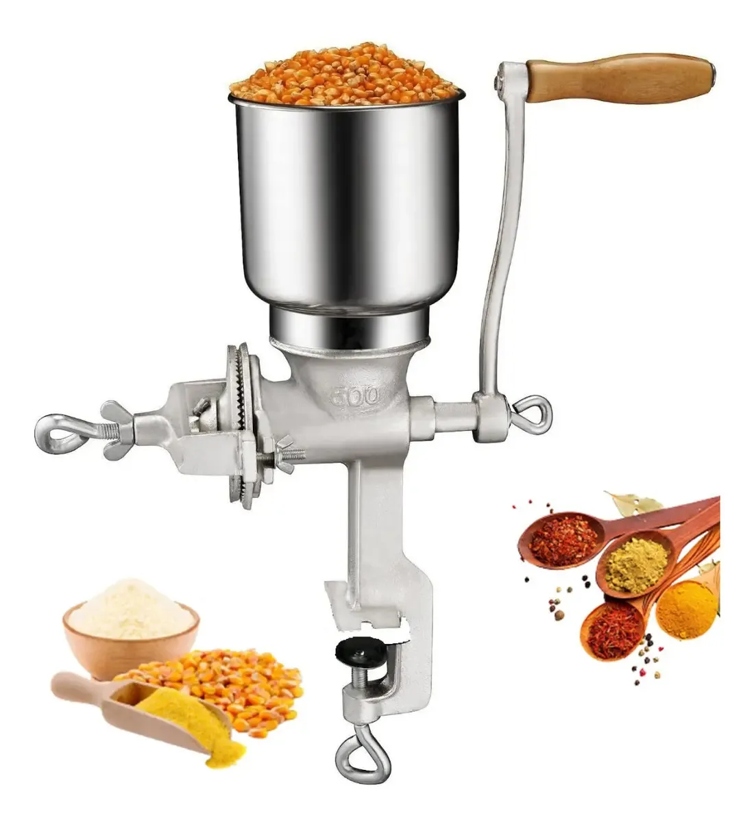 Moedor manual portátil de grãos: café, queijo, milho, cacau, canela