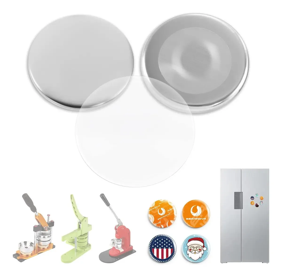 44mm Branco Pins E Bottons Abridor De Garrafas 50 Kits Para Mecolour Máquina De Button