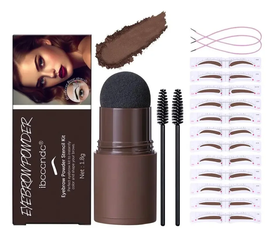 Conjunto de pó para sobrancelhas, kit para modelar selos de sobrancelhas, cor #2, marrom natural