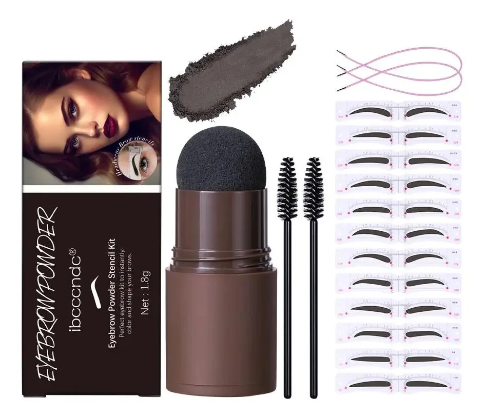 Conjunto De Pó Para Sobrancelhas Kit De Modelagem De Carimbo Cor #3 Dark Brown