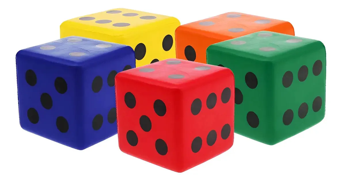 Dados grandes de espuma, 6 peças de 8x8cm
