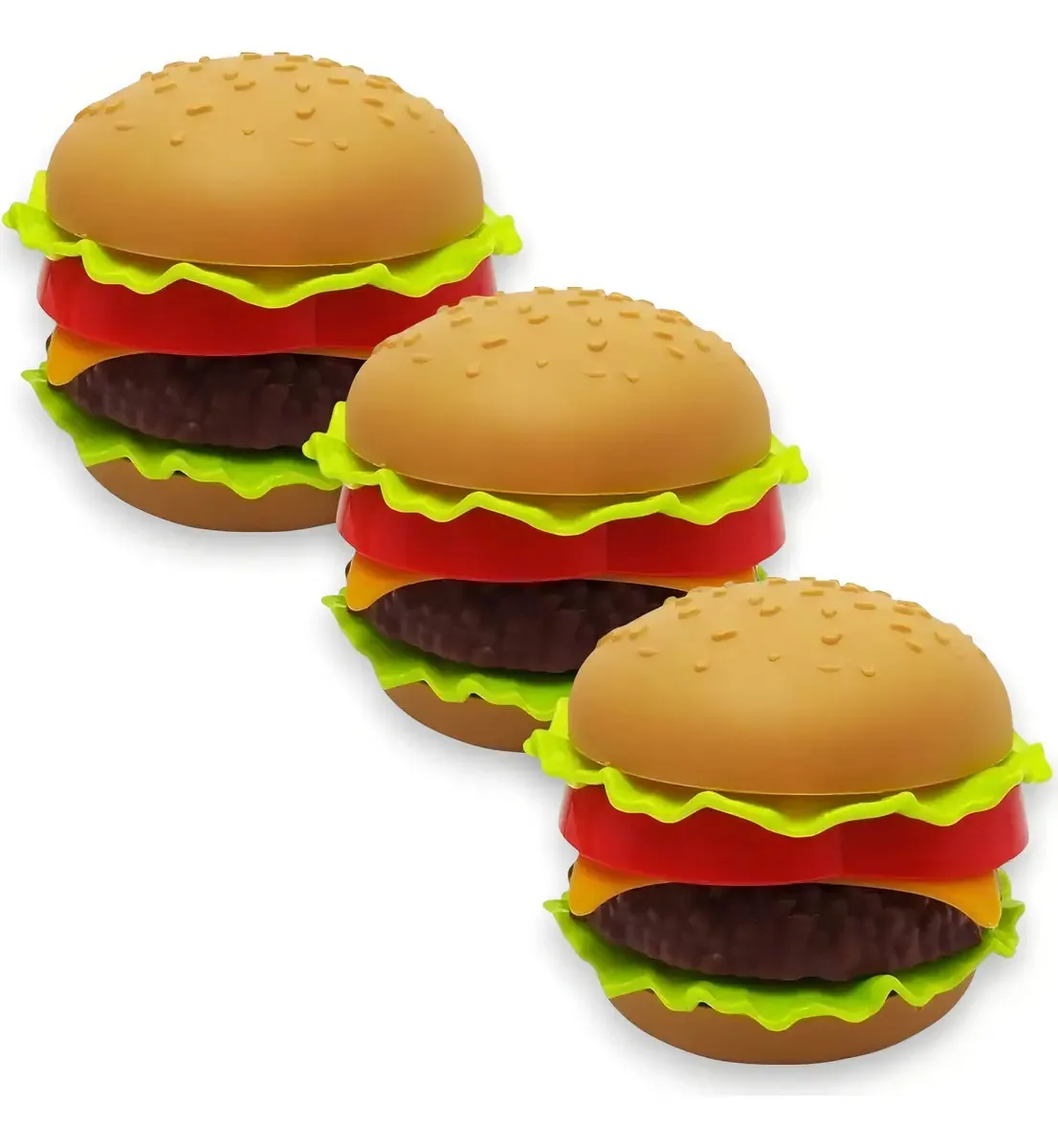 3 Mc Lanche Hamburguer Faz De Conta Brinquedo Comidinha