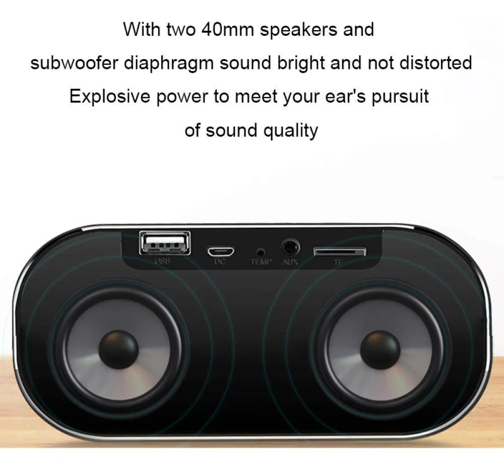 Relógio Bluetooth Sem Fio de Cabeceira com Rádio FM, Relógio Despertador de Temperatura, Alto-falantes de Carregamento USB, Mini Relógio Digital de Mesa LED Elétrico para Casa, Relógio Despertador