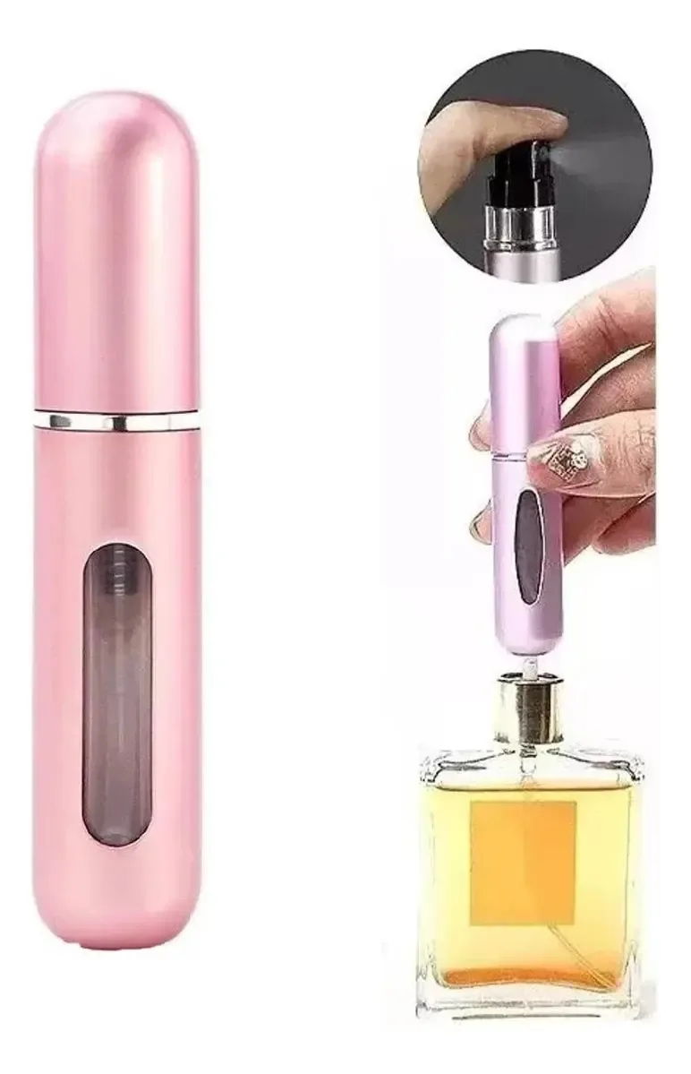 Mini perfumista portátil recarregável, atomizador de 5 ml, cores rosa claro