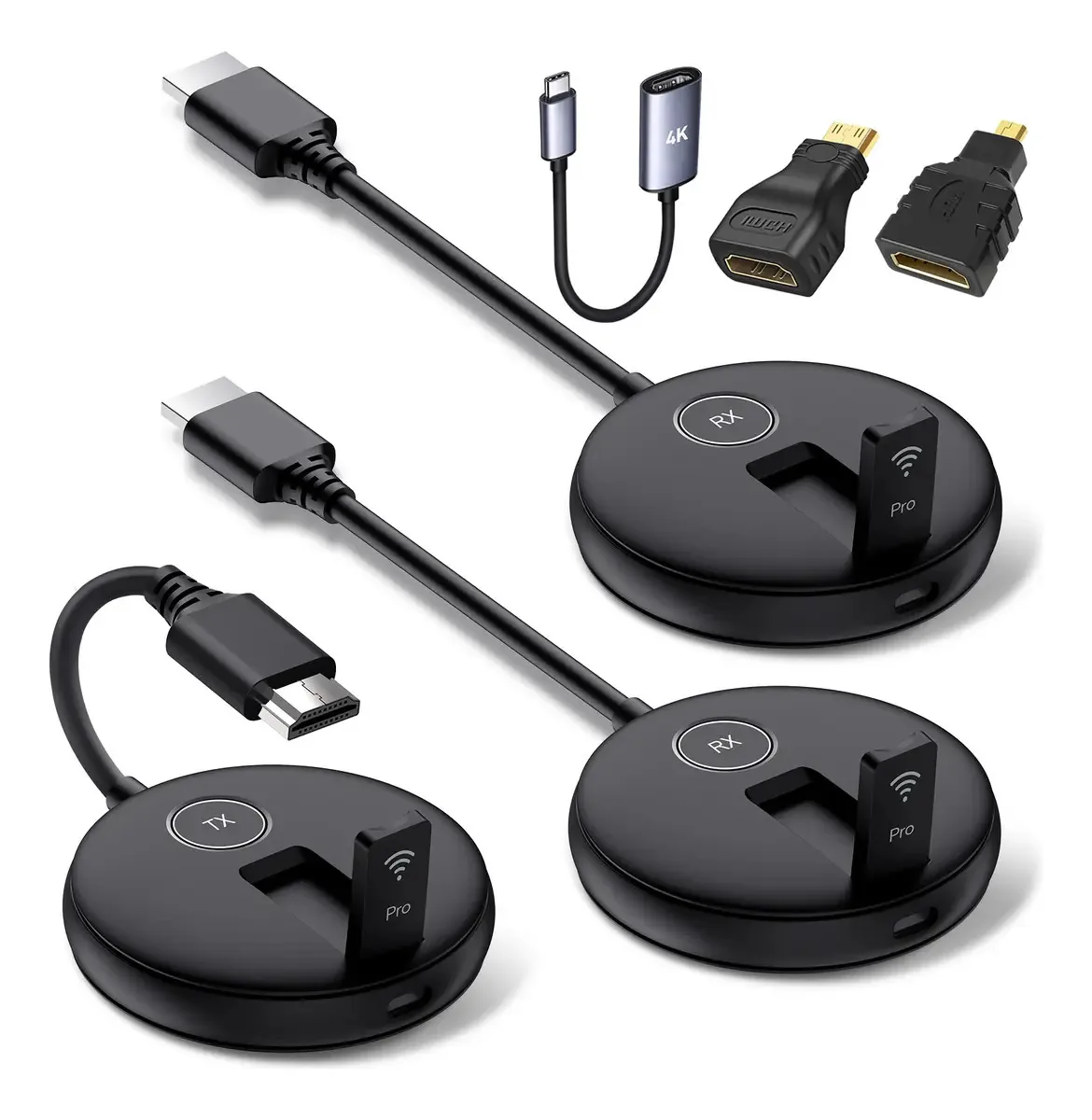 Transmissor HDMI sem fio e dois receptores, plug and play, kit HD 1080p de longa distância de 80 metros sem demora, adequado para laptops/decodificadores/câmeras/TV, etc.