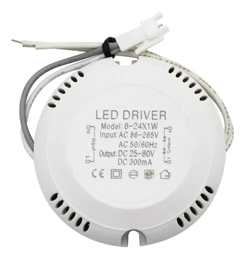 Entrada de corrente constante do driver de LED Govkyvjs AC220-240v 8-24w DC 25-80v 220mA Saída de driver de LED circular para lâmpadas de teto LED Ring Panel (cor: bege)
