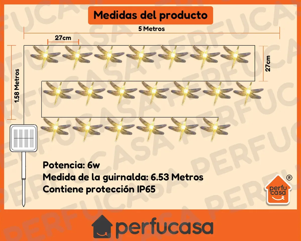 Cortina solar Garland 20 luzes LED Warm Dragonfly Perfucasa Decoração de exterior Jardim Pátio Casa Natal Decorações de painel automático Pátio 8 modos de luz