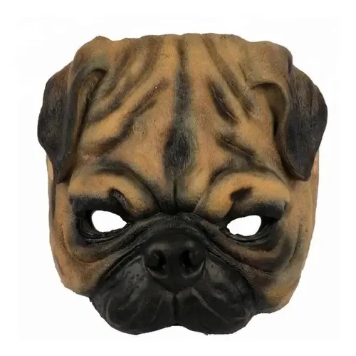 Máscara De Cachorro Pug Espuma Luxo Carnaval Cosplay Cor Marrom