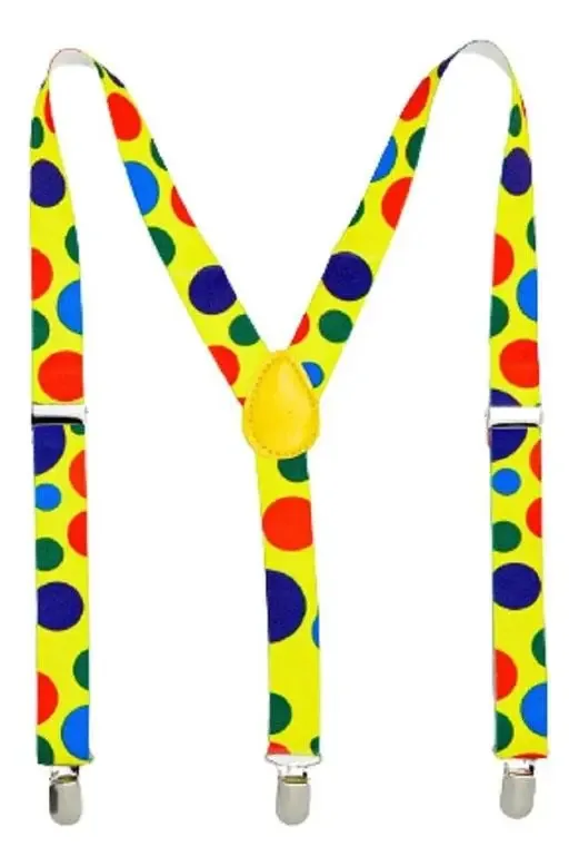 Suspensório de Palhaço Kitok Amarelo Com Bolas Coloridas, Ajustável