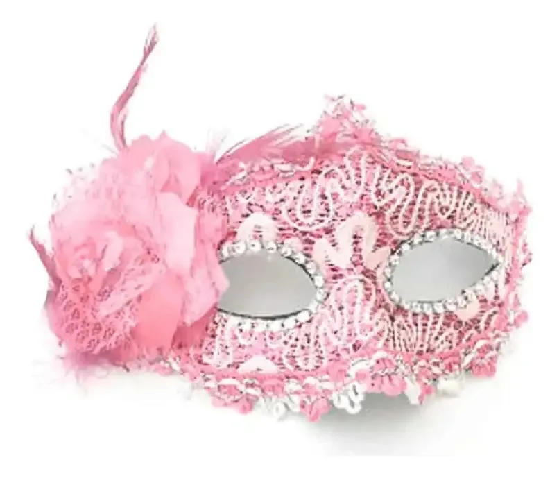 Máscara de Olho Veneziana Rosa-claro Plástico Lua De Cristal Fantasias