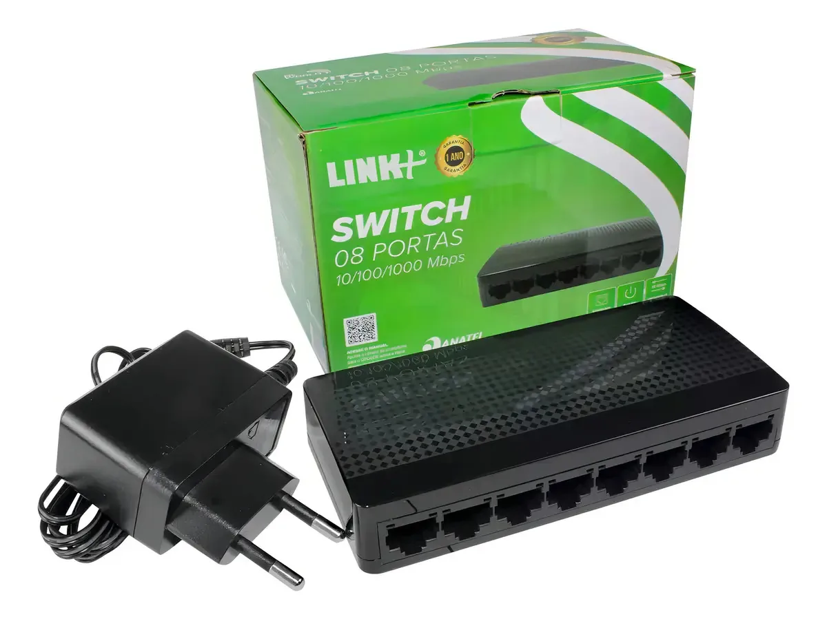 Switch 8 Portas Gigabit 10/100/1000mbps Plug And Play Bivolt - Link+