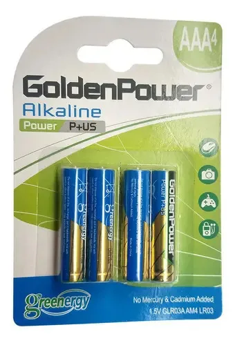 Cartela 4 Pilhas Golden Power Aaa Glr6a Am3 Lr6